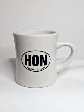 Vtg Cafe Hon Black White Baltimore Maryland Restaurant Diner Mug Coffee Tea Cup